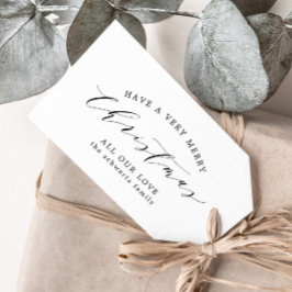 白モダンミニマル黒の家族クリスマス ギフトタグ