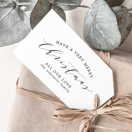 白モダンミニマル黒の家族クリスマス ギフトタグ