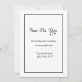 白モダンミニマル黒の日付カードを保存 招待状 (正面)