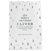 白モダンミニマル黒の聖降誕祭 ミディアムペーパーバッグ (裏面)