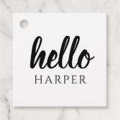 白モダンミニマル黒のHelloとYou名 フェイバータグ (正面)