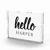 白モダンミニマル黒のHelloとYou名 フォトブロック (右)