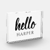 白モダンミニマル黒のHelloとYou名 フォトブロック (左)