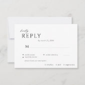 白モダンミニマル黒料理の結婚選択 出欠カード (正面)