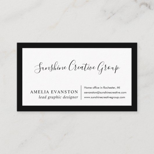 白モダンミニマル黒 名刺 (正面)