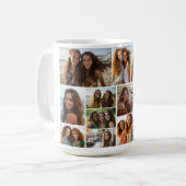 白モダンミニマル12枚フォトコラージュ コーヒーマグカップ (正面左)