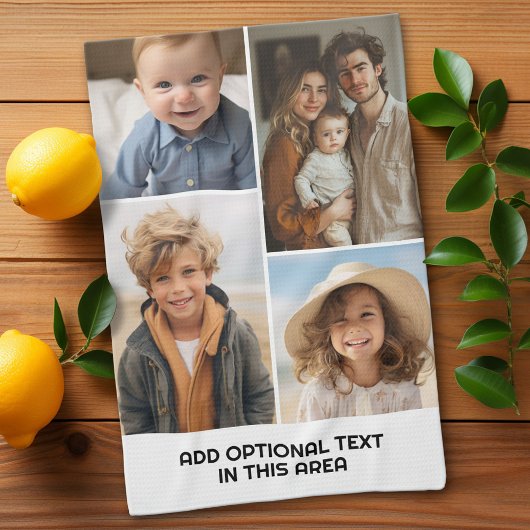 白モダンミニマル4フォトコラージュ – Chunky文字 キッチンタオル