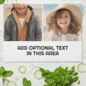 白モダンミニマル4フォトコラージュ – Chunky文字 キッチンタオル (折り畳み)