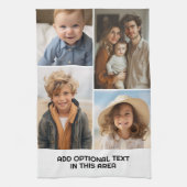 白モダンミニマル4フォトコラージュ – Chunky文字 キッチンタオル (縦)