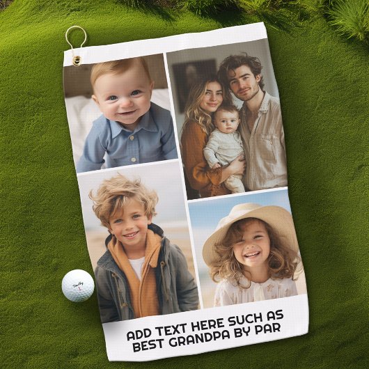 白モダンミニマル4フォトコラージュ – Chunky文字 ゴルフタオル