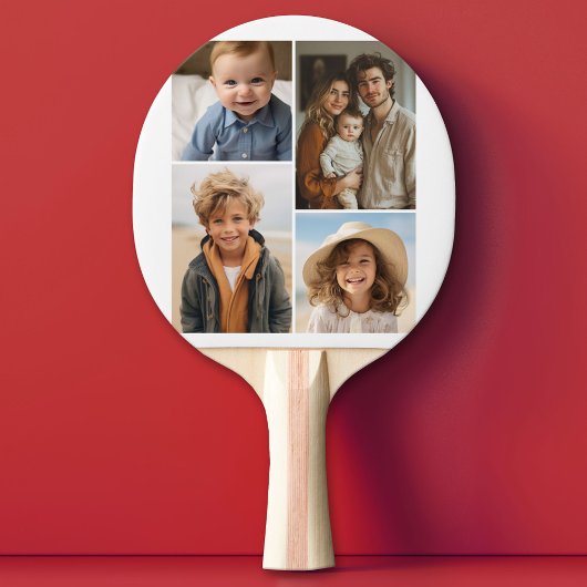 白モダンミニマル4フォトコラージュ – Chunky文字 卓球ラケット