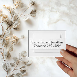 白モダンミニマルon黒 招待状ベリーバンド