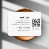 白モダンミニマルQRコード 名刺