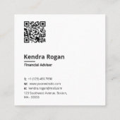 白モダンモノグラムQRコーミニマルド スクエア名刺 (裏面)