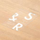 白モダンモノグラ結婚ム アクリル招待状 (レイダウン)