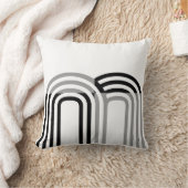 白モダンモノトーンの黒イニシャルパターン クッション (ブランケット)