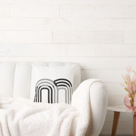 白モダンモノトーンの黒イニシャルパターン クッション