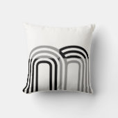 白モダンモノトーンの黒イニシャルパターン クッション (正面)