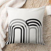 白モダンモノトーンの黒イニシャルパターン クッション (ブランケット)