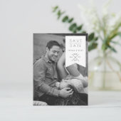 白モダンリボン |写真の日付を保存 案内ポストカード (スタンド正面)