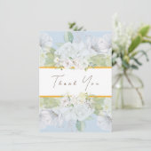 白モダンローズブルーフローラサンキューカード エンクロージャーカード (スタンド正面)