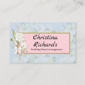 白モダンローズブルーフローラロゴ 名刺 (正面)