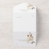 白モダンワイルドフラワーブーケQRコード オールインワン招待状 (外側)
