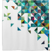 白モダン上のジオメトカラフルリ三角形 シャワーカーテン (正面)