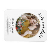 白モダン丸の写真日付の保存 マグネット (横)