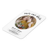 白モダン丸の写真日付の保存 マグネット (左側)