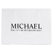 白モダン人グパーソナライズされたロムスマン案 ラージペーパーバッグ (正面)