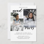 白モダン今&その後、2つの写真卒業パーティー 招待状 (正面)