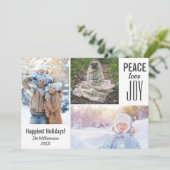 白モダン休日ピースラブジョイフォトコラージュ シーズンカード (スタンド正面)