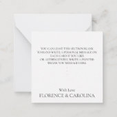 白モダン個人エレガントメモハートありがとう ノートカード (裏面)