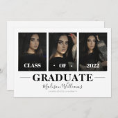 白モダン写エレガント画卒業 招待状 (正面/裏面)