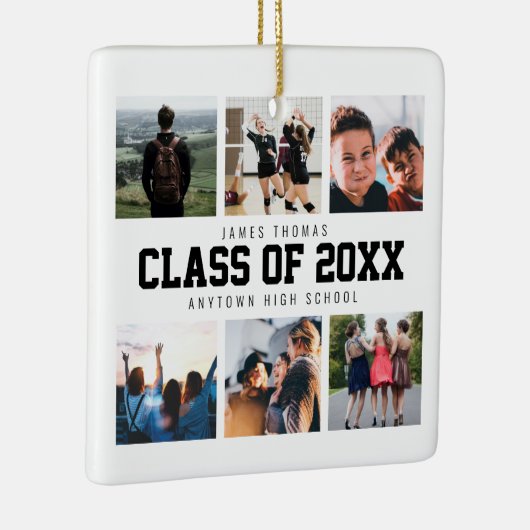 白モダン写真丁合卒業記念 セラミックオーナメント (右)