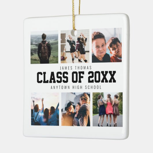 白モダン写真丁合卒業記念 セラミックオーナメント (左)