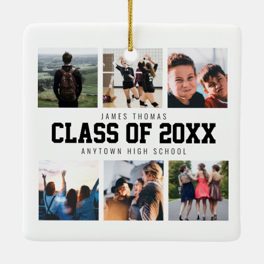 白モダン写真丁合卒業記念 セラミックオーナメント (裏面)