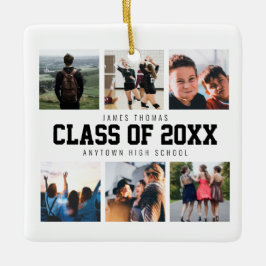 白モダン写真丁合卒業記念 セラミックオーナメント