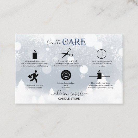 白モダン冬と銀色の雪蝋燭気に 名刺 (正面)