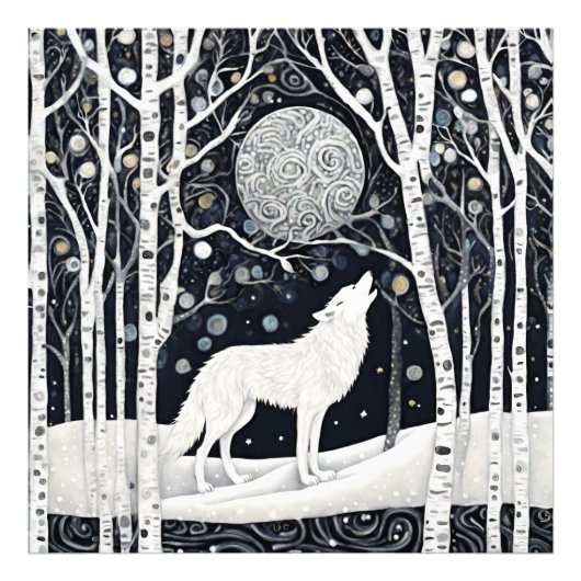 白モダン冬狼 フォトプリント            (正面)