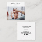 白モダン化粧アーティスシンプルトエレガント スクエア名刺 (正面/裏面)