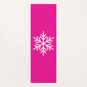 白モダン北欧スノーフレーク熱ピンク背景 ヨガマット (正面)