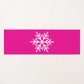 白モダン北欧スノーフレーク熱ピンク背景 ヨガマット (正面(横))