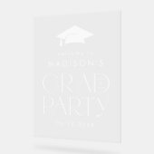 白モダン卒卒業パーティー歓迎サイン アクリルサイン (傾斜)