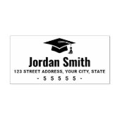 白モダン卒業帽子差出人住所 ラバースタンプ (インプリント)