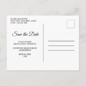 白モダン卒業3枚フォトコラージュ インビテーションポストカード (裏面)