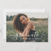 白モダン台大学院写真卒業 招待状 (正面)