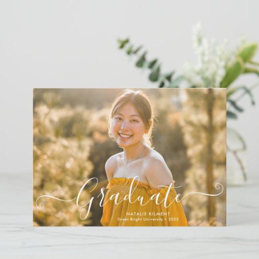 白モダン台大学院写真卒業 案内状 (スタンド正面)