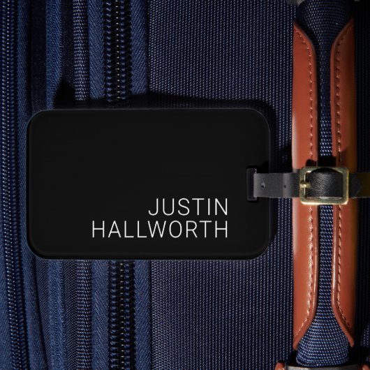 白モダン名またはその他の文字(黒) ラゲッジタグ (正面インサイチュ4)